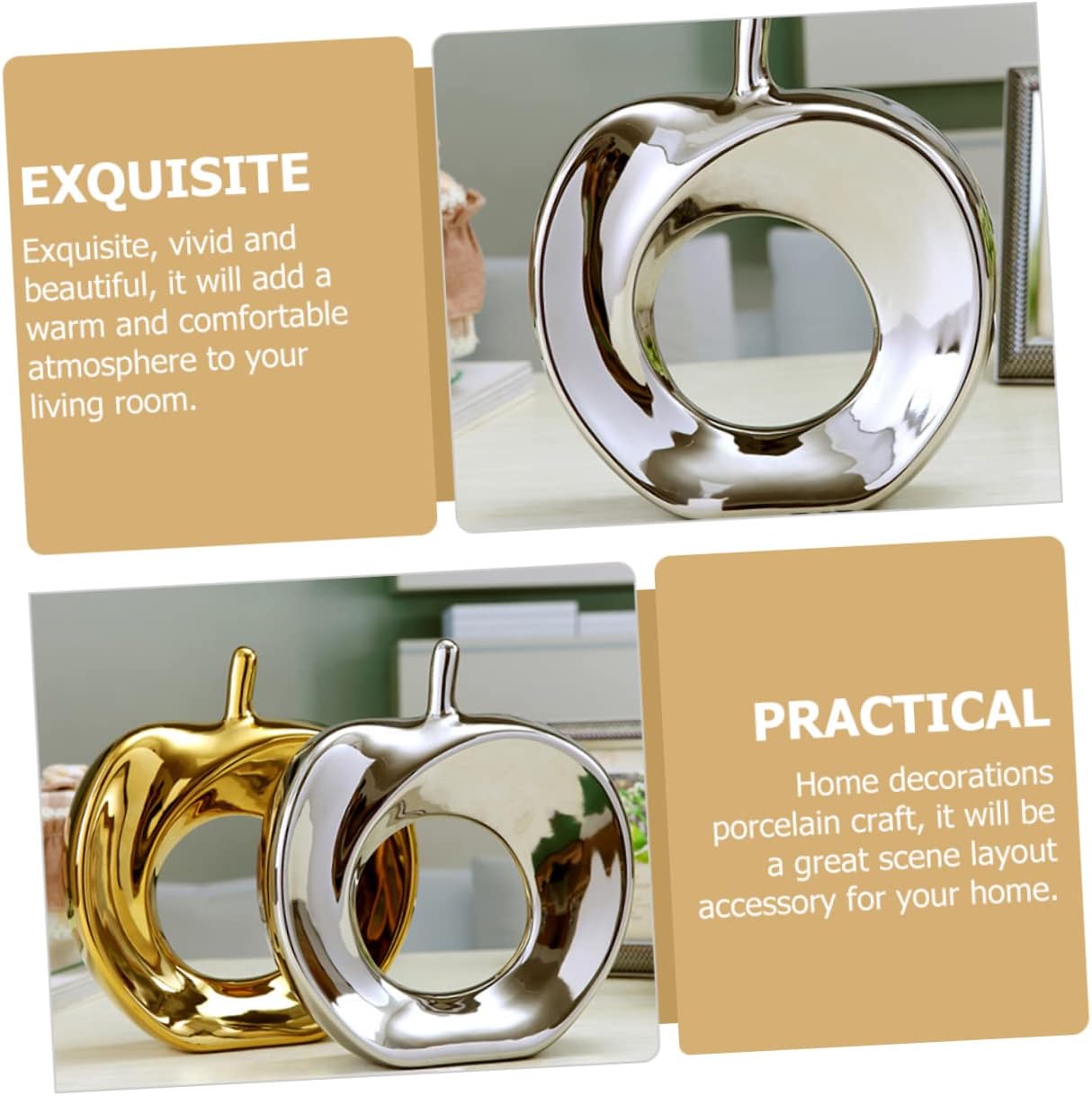 Ciieeo Artificial Apple Figurine Lifelike Porcelain Craft for Home Decoration Realistic Fake Fruit Ornaments for Kitchen Office and Festival Decor