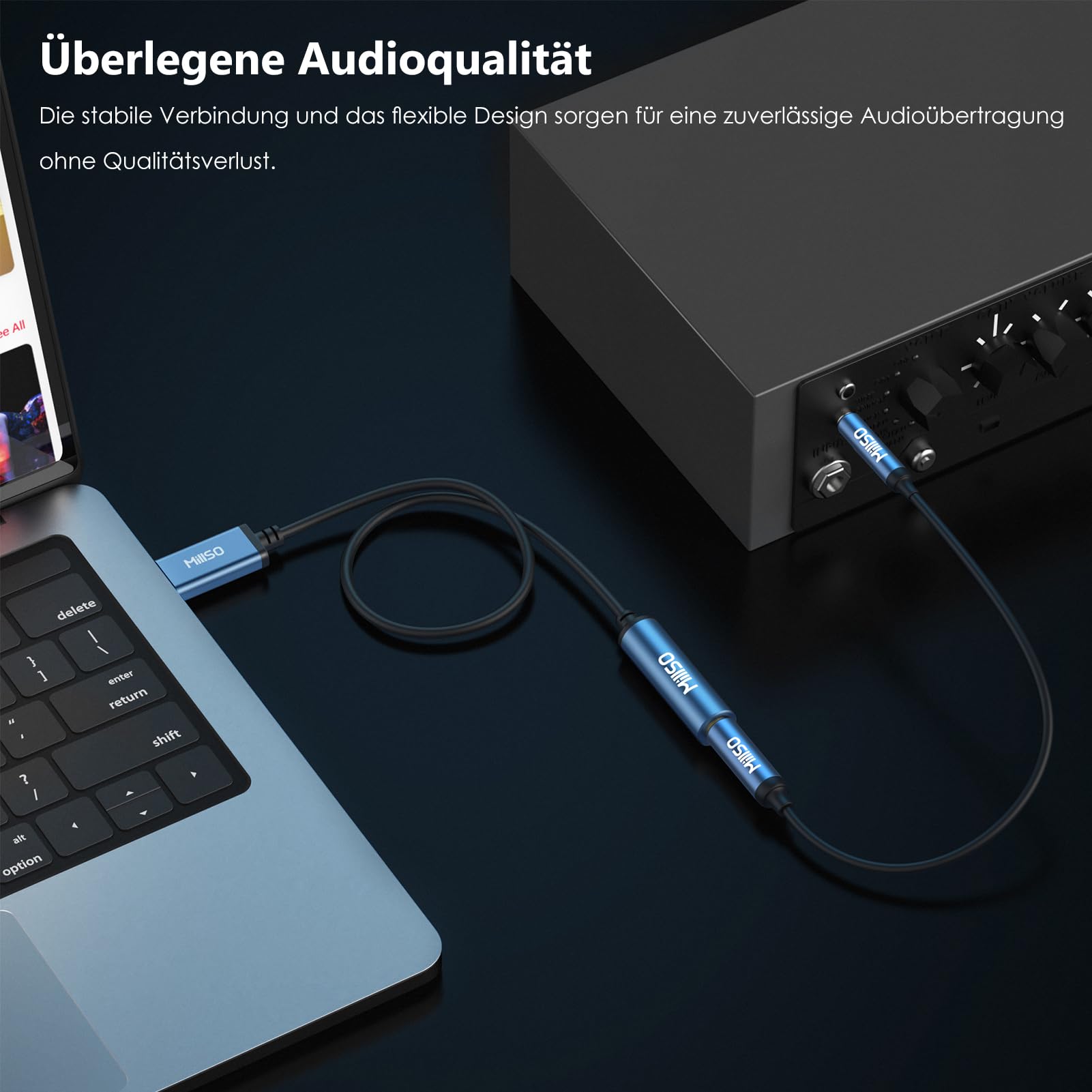 MillSO USB na 6,35 mm zestaw słuchawkowy adapter USB A wtyczka do gniazda 6,35 mm słuchawki adapter zewnętrzna karta dźwiękowa