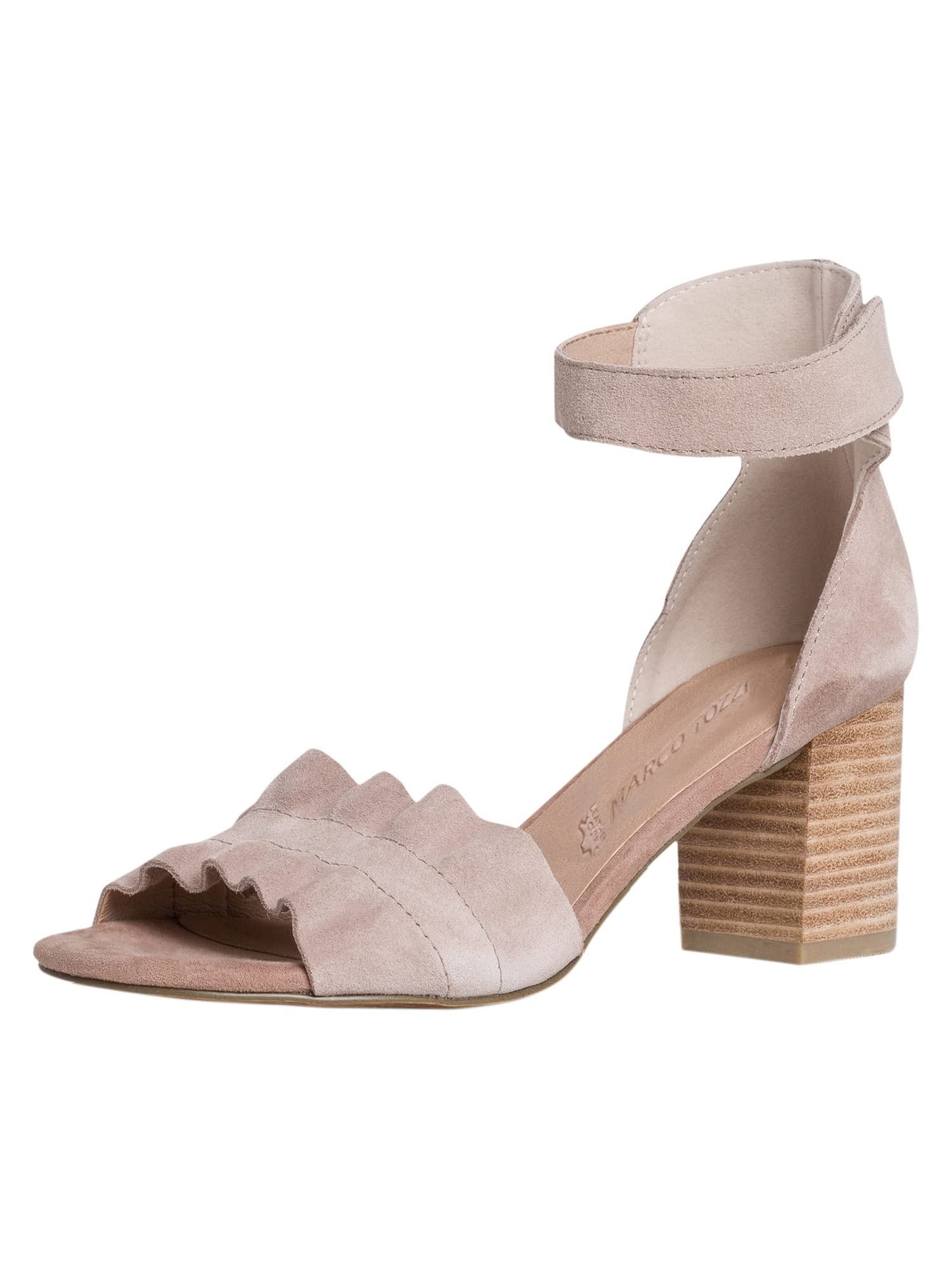 MARCO TOZZI Womens Leather Heel Sandals, Nude 1, 6 UK