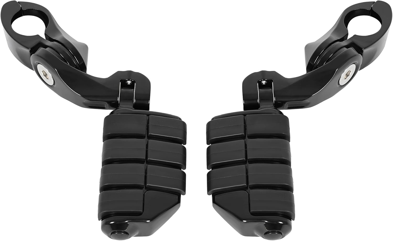 ECOTRIC 1-1/4" Highway Engine Guards Short Foot Pegs Compatible with Harley Touring Models w/Quick Clamps Motorcycle Crash Bar Adjustable Black