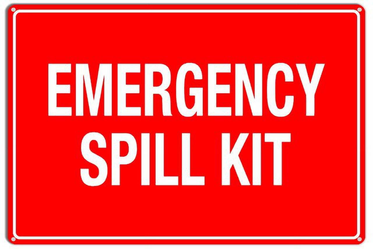 peiyeety Emergency Spill Kit Sign Caution Safety Aluminum Warning Signs Security Tin Signs 12x16 Inches(Green)