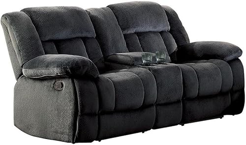 Pemberly Row Asiento reclinable de microfibra con doble planeador en color carbón