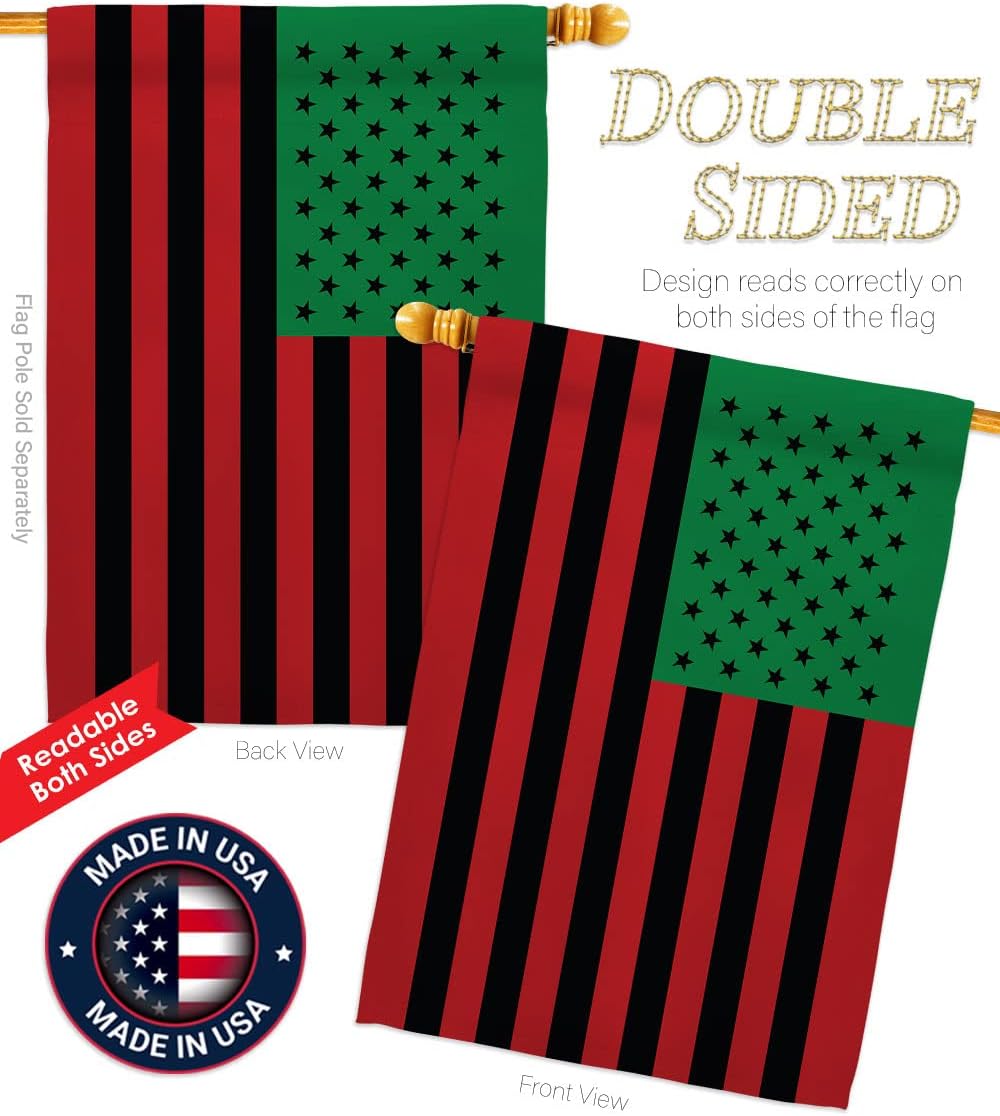African American Garden House Flag - Set Patriotic Historic July Memorial Veteran Independence United State - Decoration Banner Small Yard Gift Double-Sided Made in USA 28 X 40