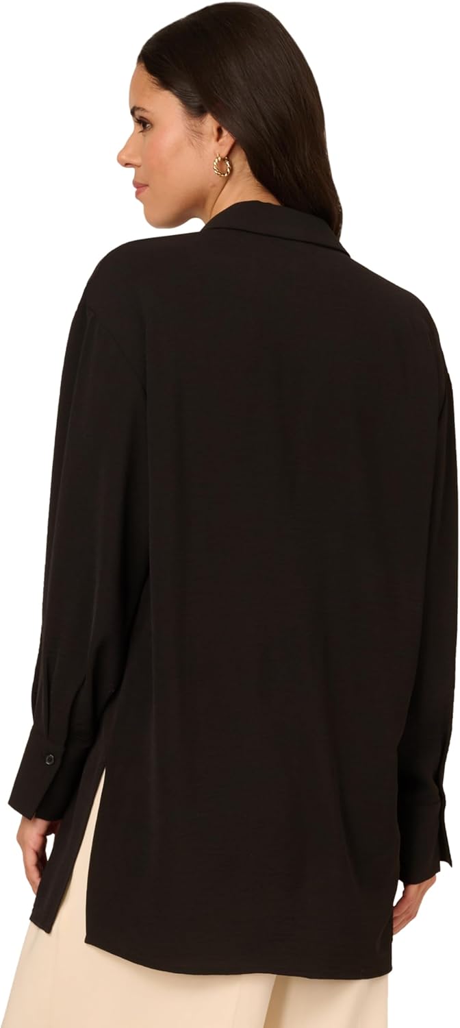 Adrianna Papell Womens Airflow Woven Button Down Top W/Side Slits - Image 2