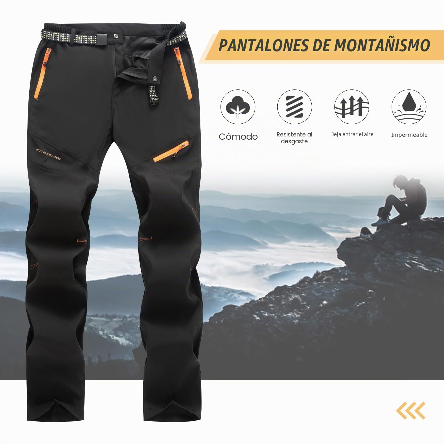 SUKUTU Pantalones de Trekking para Hombre Ligeros y Transpirables de Secado rápido para Exteriores