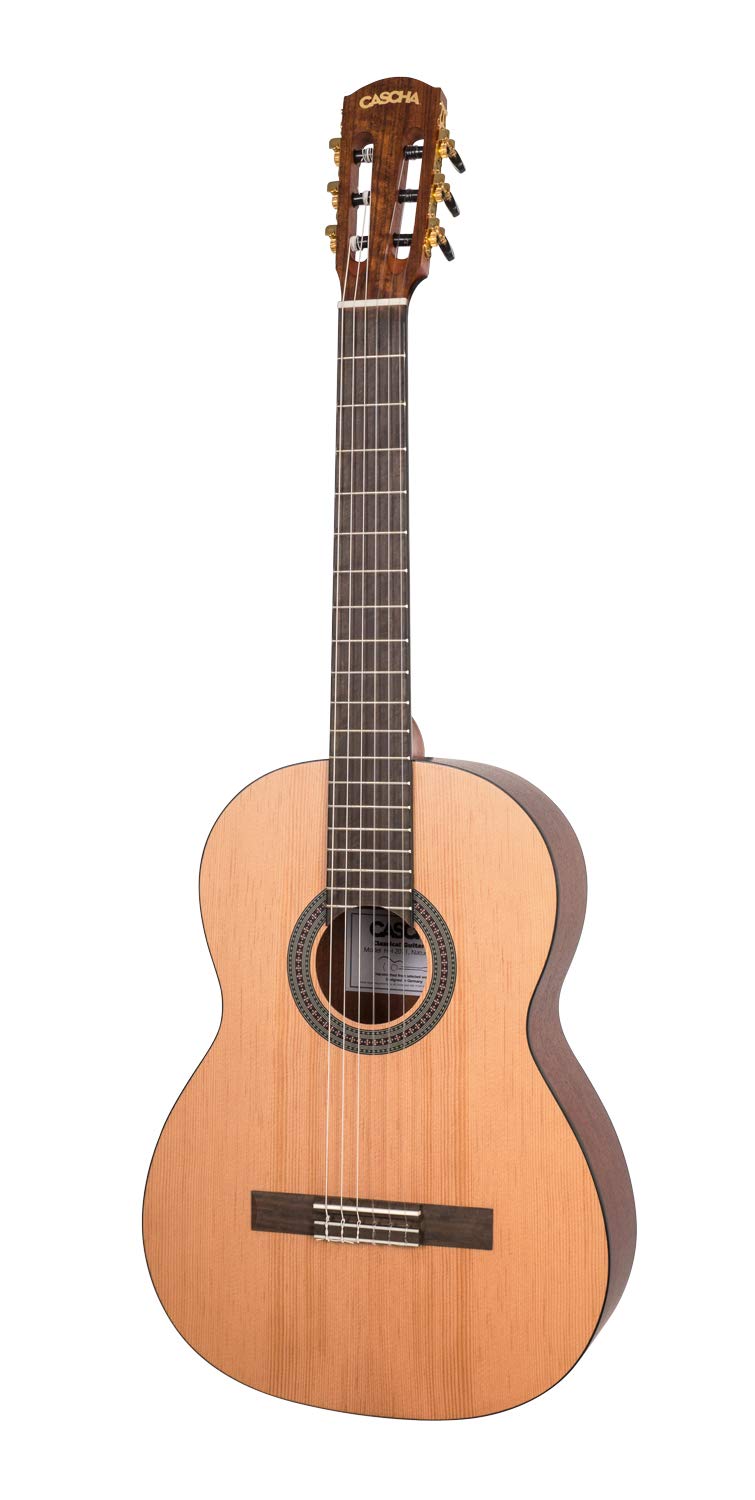 CASCHA 4/4 Konzert-Gitarre Einsteiger-Set I inkl. Lehrbuch QR-Codes - Tasche - Stimmgerät - Plektren I für Anfänger & Kinder ab 10 Jahre - ideal zum Gitarre lernen I Akustik-Gitarre mit Nylon-Saiten