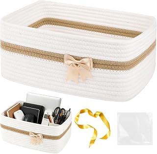 Gift Basket Empty, 34x25x15cm Gift Basket Empty, Storage Basket with Gift Bags and Ribbons, Basket Gift Cotton Rope Baskets for Birthday, Wedding, Baby Party, Harvest Party