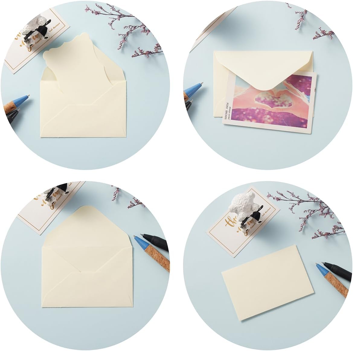 100 Pack Mini Envelopes with Blank Note Cards - Small Self-Adhesive Envelopes for Business Cards (4 x 2.7 Inches, Cream) - Image 7