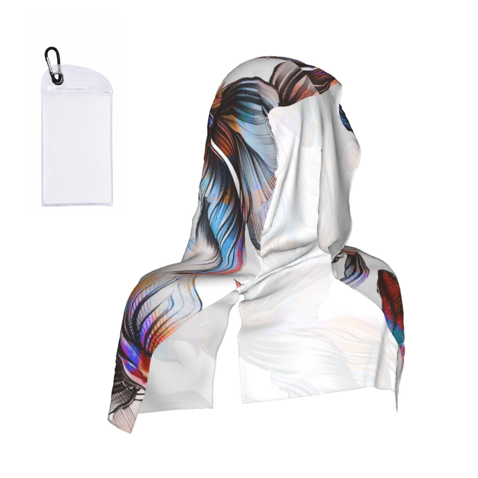 SATUSA Fish Print Cooling Hoodie Towel, Cooling Towels For Neck And Face, Quick Drying Absorbent Cooling Head Towel Beach Camping Gym Construction(2pcs)