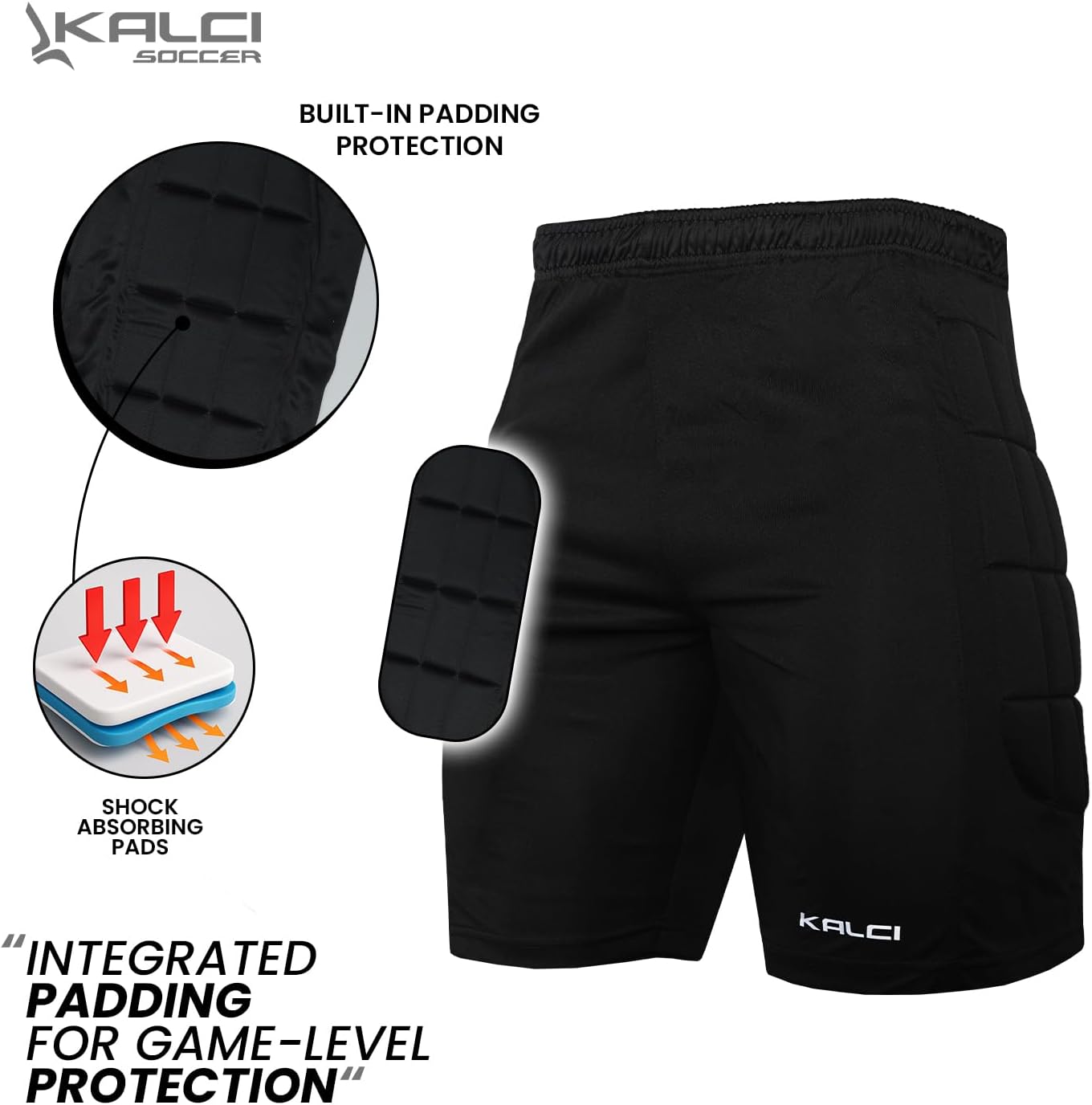 Kalci Youth Padded Goalie Shorts, Sweat Wicking Soccer Shorts for Boys and Men, Regular Dri-Fit Football Goalkeeper Shorts - Image 4