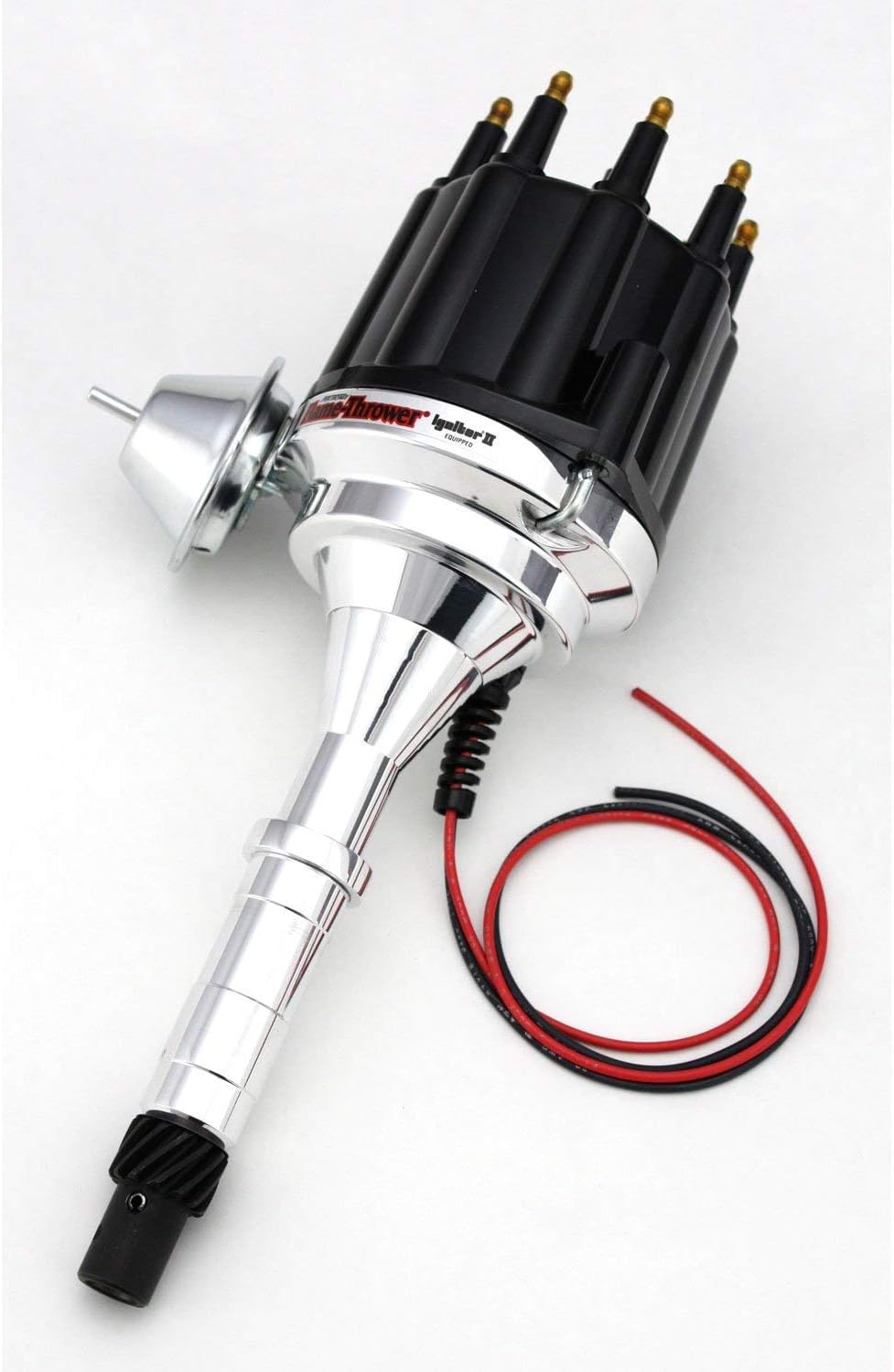 Pertronix D160710 Flame-Thrower Plug and Play Vacuum Advance Black Male Cap Billet Electronic Distributor with Ignitor II Technology for AMC V8