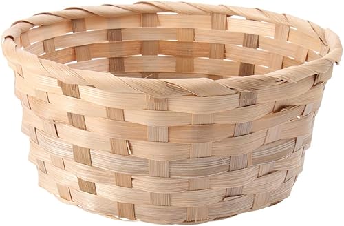 BESPORTBLE Organizador de almacenamiento de alimentos, 1 cesta redonda tejida de bambú, cesta ovalada, canasta de pan, para Pascua, día de los niños BESPORTBLE Organizador de almacenamiento de alimentos, 1 cesta redonda tejida de bambú, cesta ovalada, canasta de pan, para Pascua, día de los niños
