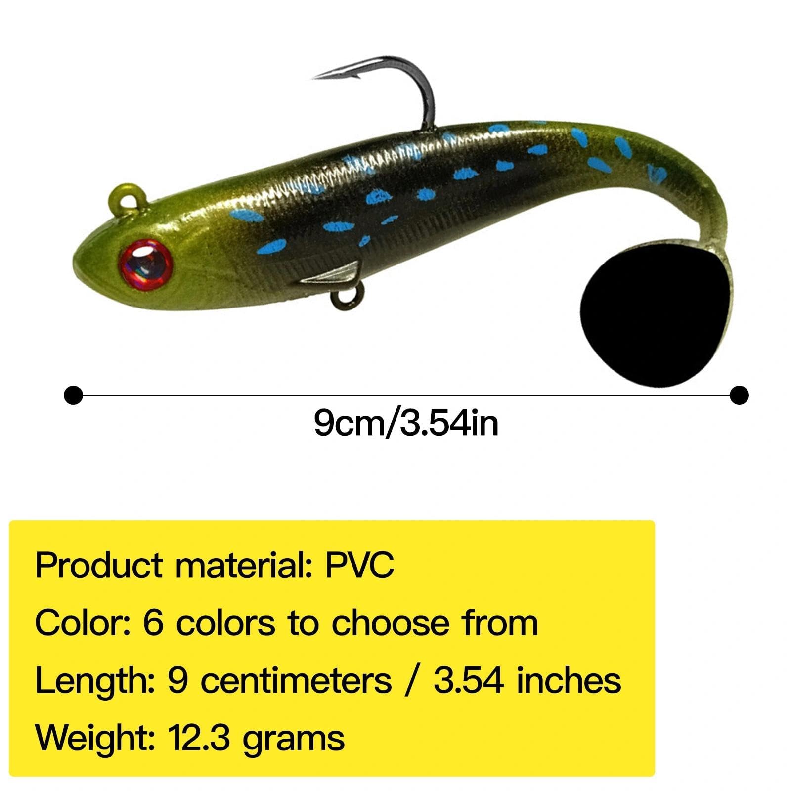6 Piezas Señuelos de Pesca Goma Suave Señuelos con Anzuelos Artificiales de Pesca 9 cm Señuelos Pesca Mar 3D Cebos de Pesca Paddle Tail Señuelos para Lubina Lucio Carpa Trucha (12,5 g)