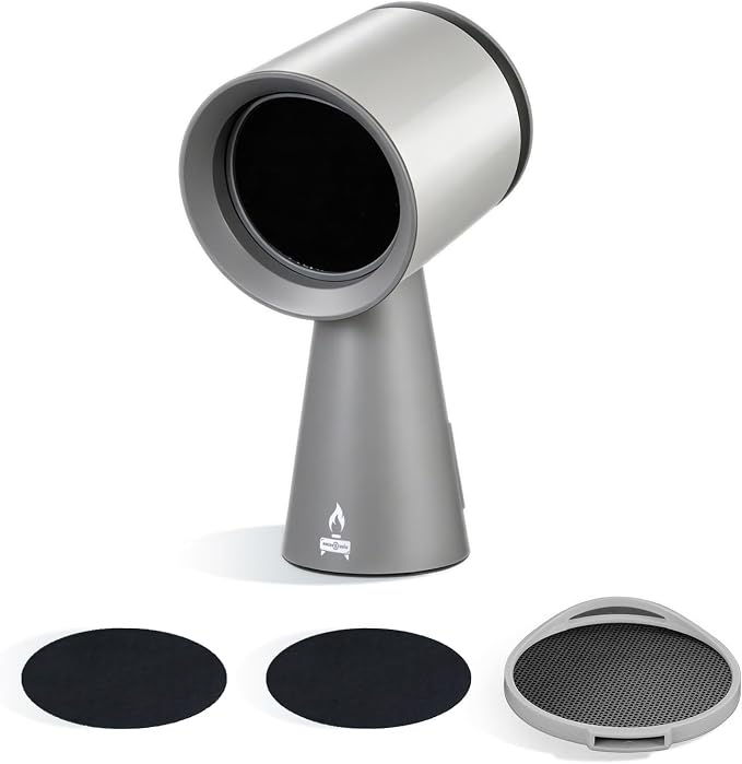 Portable Range Hood 3-Speed Suction Desktop Compact Range Hood with 3 Activated Carbon High-Absorption Cotton Replace Filter Low Noise Kitchen Exhaust Fan (Sliver)