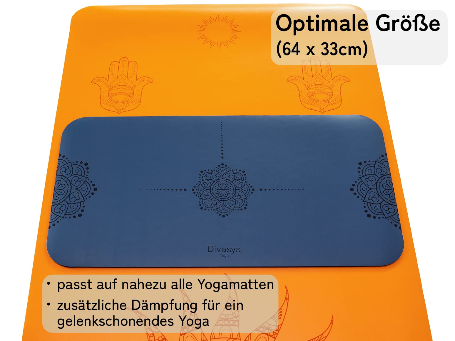 Yoga-Knie-Pad: Yoga-Kissen, Knieschoner, Yoga-Knie-Polster (64x33cm), dämpfender Naturkautschuk & rutschfeste japanische grip Oberfläche. Für Ellbogen, Handgelenke, Knie und REISEMATTE
