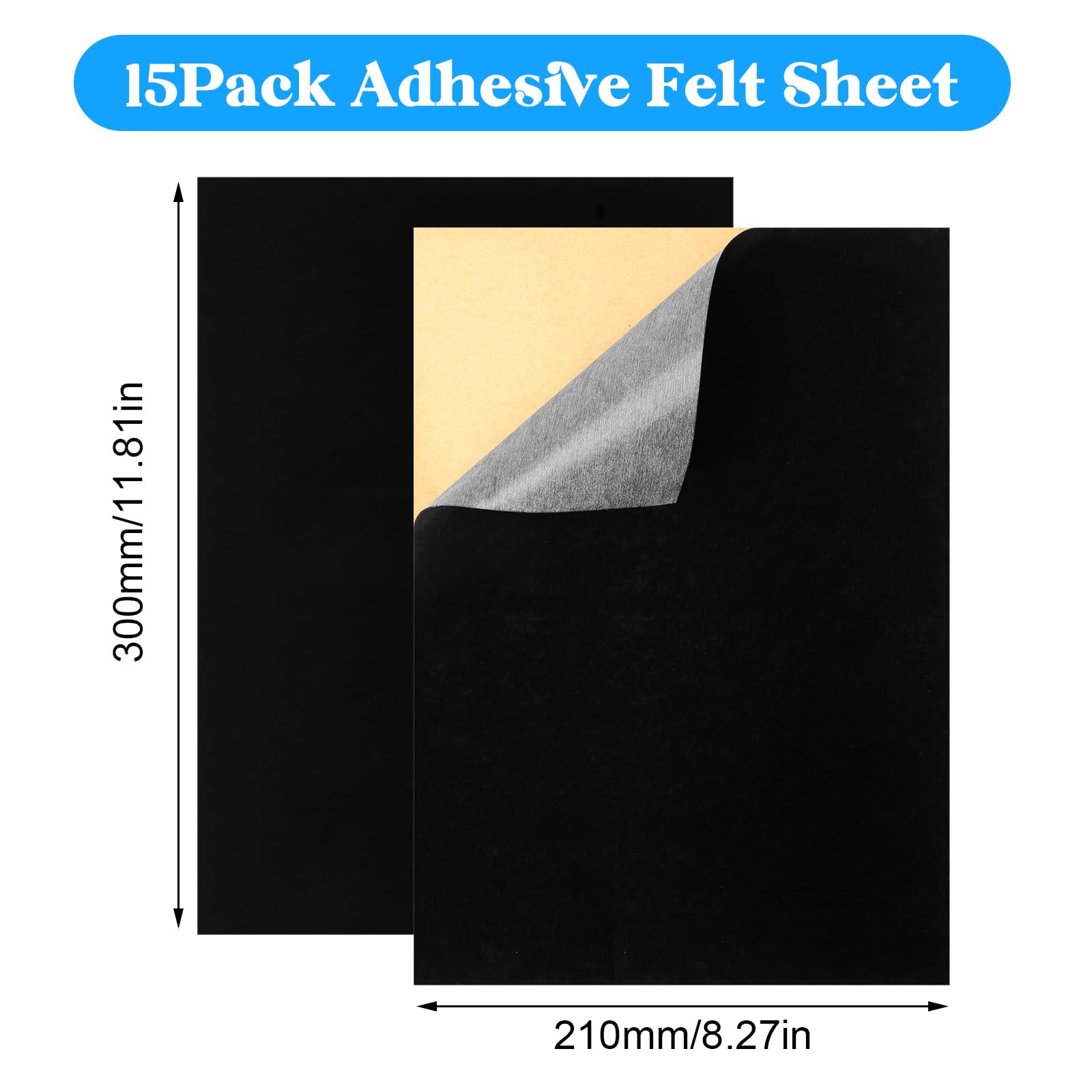Fogli Di Feltro Autoadesivo Nero - 12 Pezzi Morbidi Per Fai Da Te, Decorazioni E Rivestimenti - Foto 2