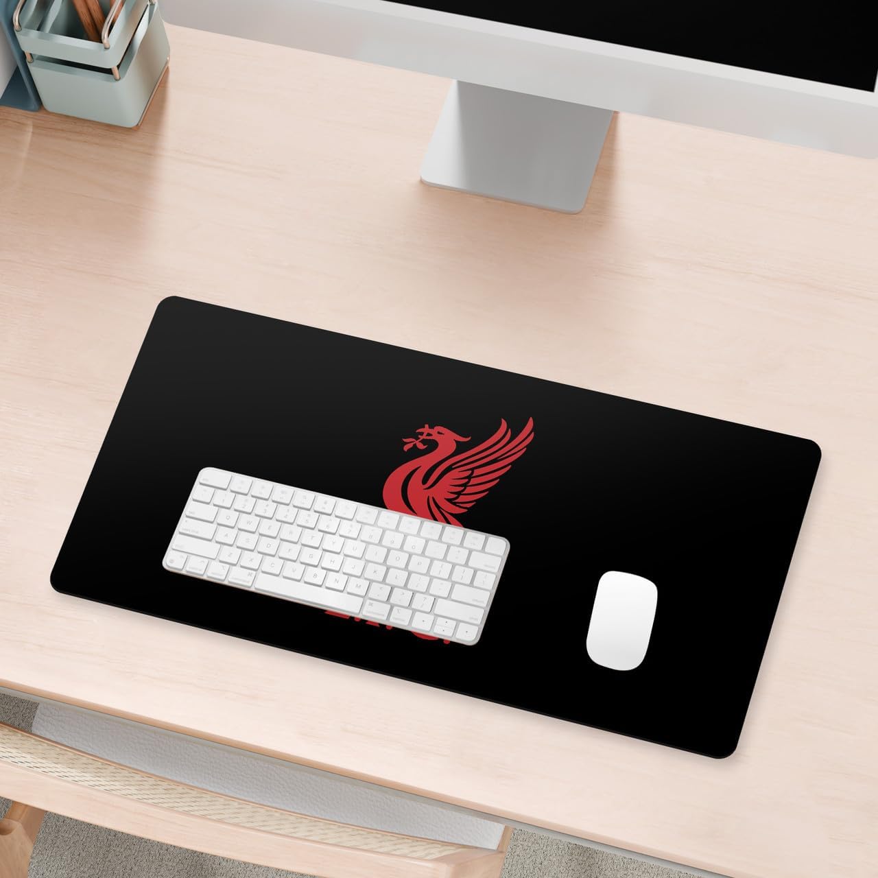 Head Case Designs Officially Licensed Liverpool Football Club Liverbird Black Graphics 23.62 x 11.81 x 0.12 inches (600 x 300 mm) - L Gaming Office Desk PC Keyboard Mouse Mat Pad