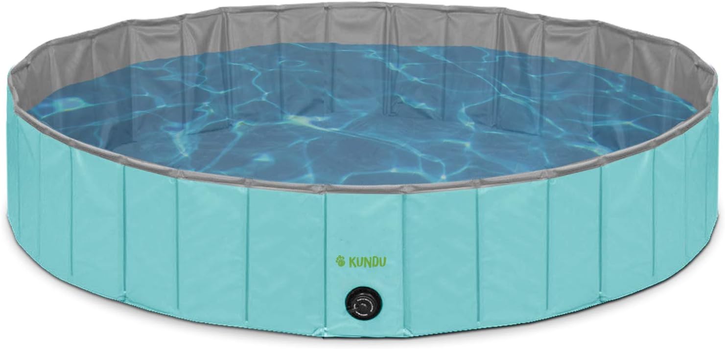 Kundu Round (63" Diameter x 12" Deep) Heavy Duty PVC Outdoor Pets and Kids Pool/Bathing Tub - Portable & Foldable - Extra Large