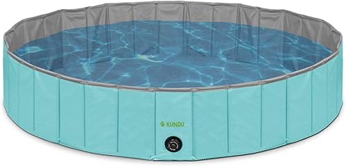 Miniatura 5 de Kundu Redondo (63 pulgadas de diámetro x 12 pulgadas de profundidad) de PVC resistente para mascotas y niños, piscina o bañera, portátil y plegable,