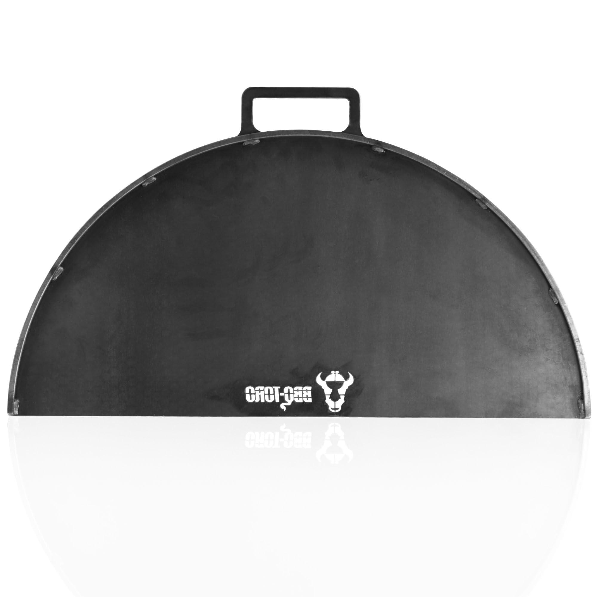 BBQ-Toro Piastra per barbecue in acciaio al carbonio per braciere, diametro di 70 cm, semicircolare con manico, grigio, accessorio per braciere, braciere