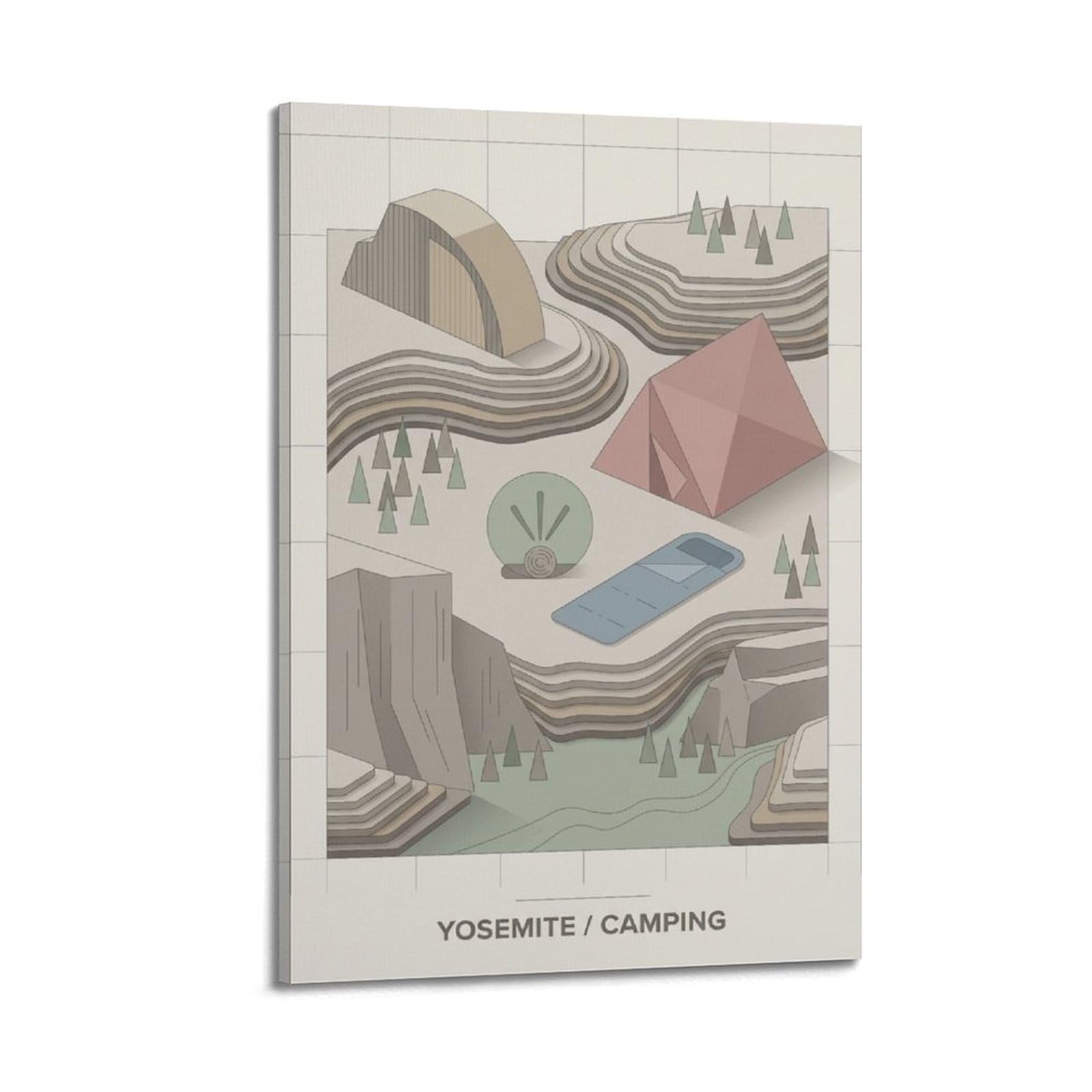 XKUGA Minimalist Bauhaus Yosemite Valley Camping Poster Modern Decorative Canvas Prints - Ideal Wall Art for Family, Man Cave, Game Room, Boys & Girls Bedroom 20x30inch(50x75cm)