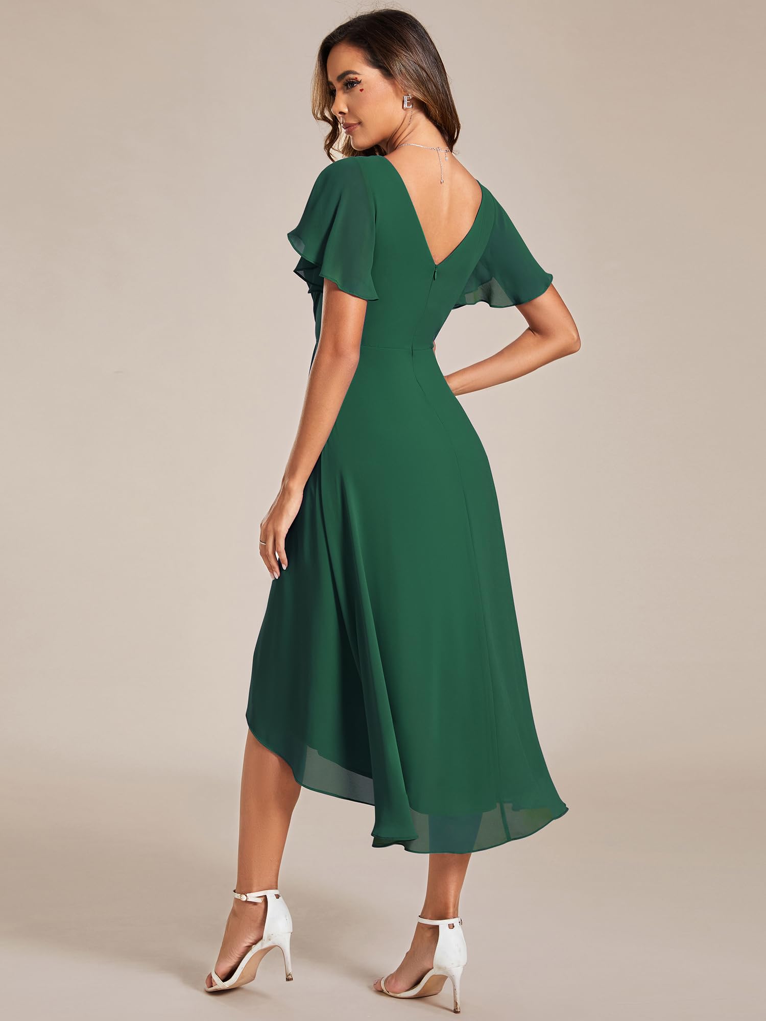 Ever-Pretty Abendkleider Damen Elegant für Hochzeit Knielang A-Line Cocktailkleid High Low Festliche Kleider EG01923-M