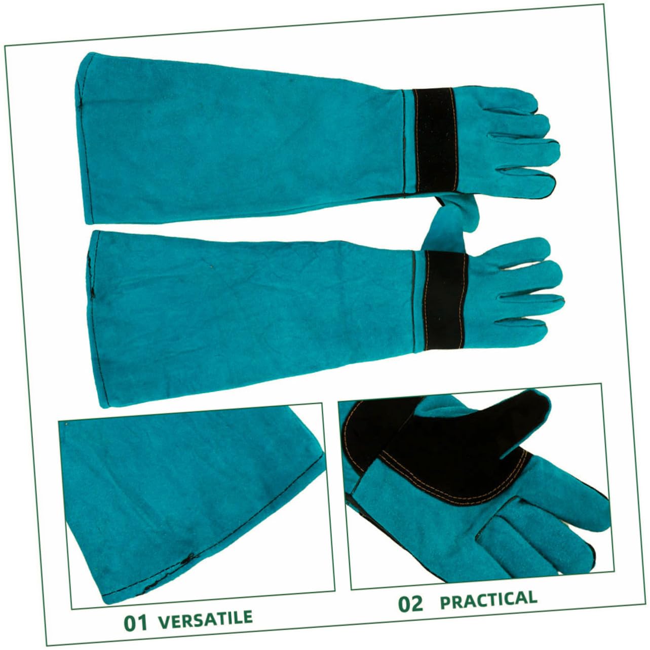 Guantes Antí Mordeduras para Gatos y Perros Largos de Sintético Protección Ergonómica para Cuidado y Alimentación Talla Azul