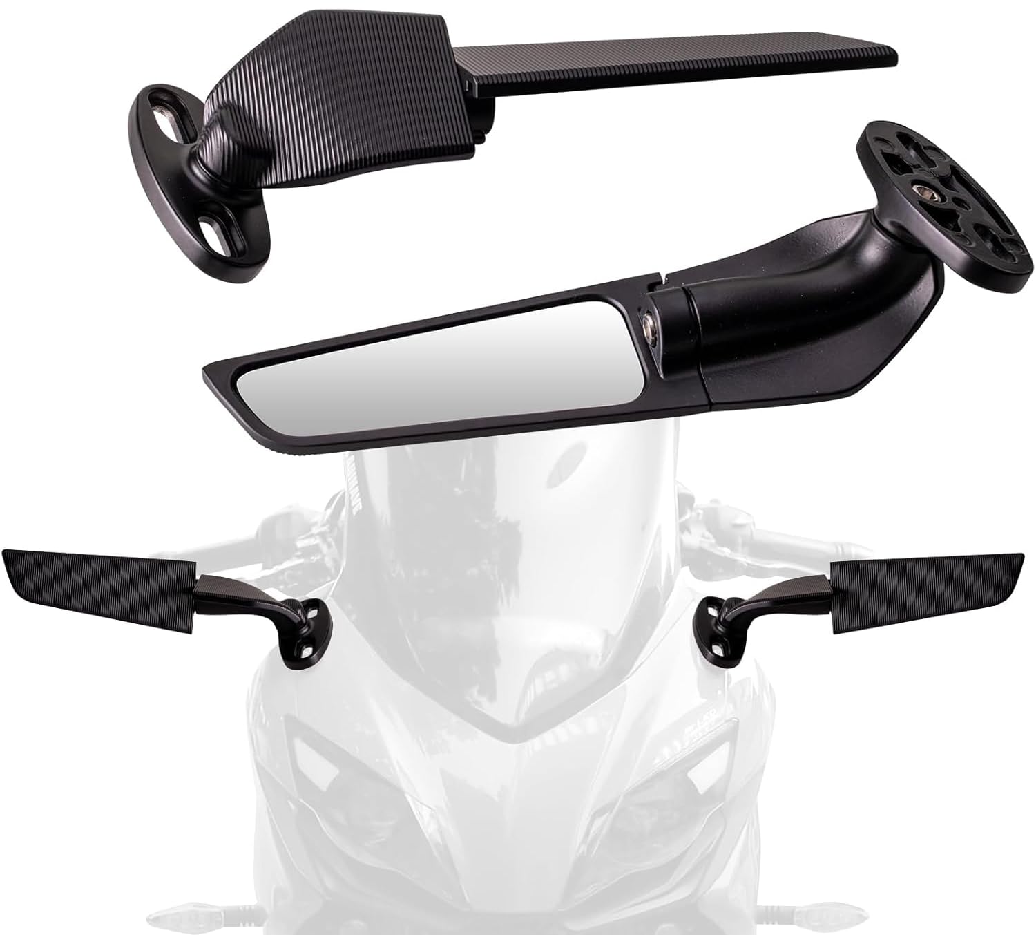 Specchietti Retrovisori per Moto Universali ATV Specchietti Laterali di Ricambio Stealth Rotanti a 360° Compatibile con Kawasaki Ninja per Honda per Suzuki per Yamaha per Ducati