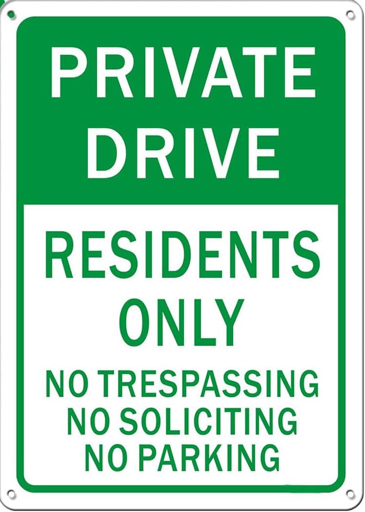No Parking Private Driveway: Residents Only, No Trespass/Solicit Rust-Free Aluminum Warning Sign - Weather Resistant, Waterproof, Easy to Mount for Residential Drive, Indoor/Outdoor 8x12 inch