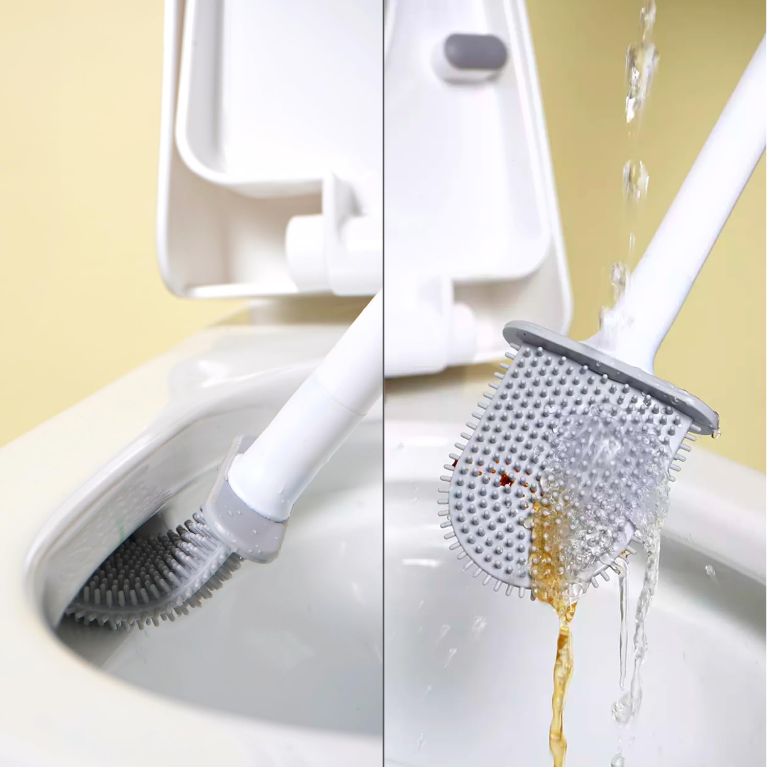 Set di scopino in silicone con supporto, montaggio a parete e in piedi, spazzola