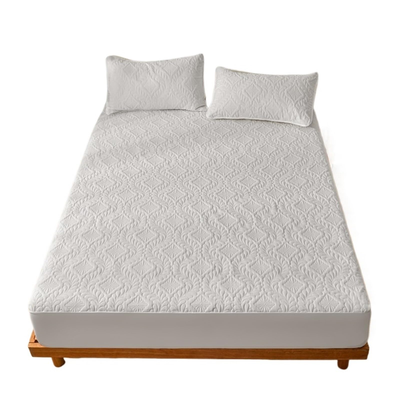 Mattress Protector 1PC Plain Mattresses Cover,Thickened Design,Dustproof, Breathable,All Seasons(Light Grey,150x200cm)