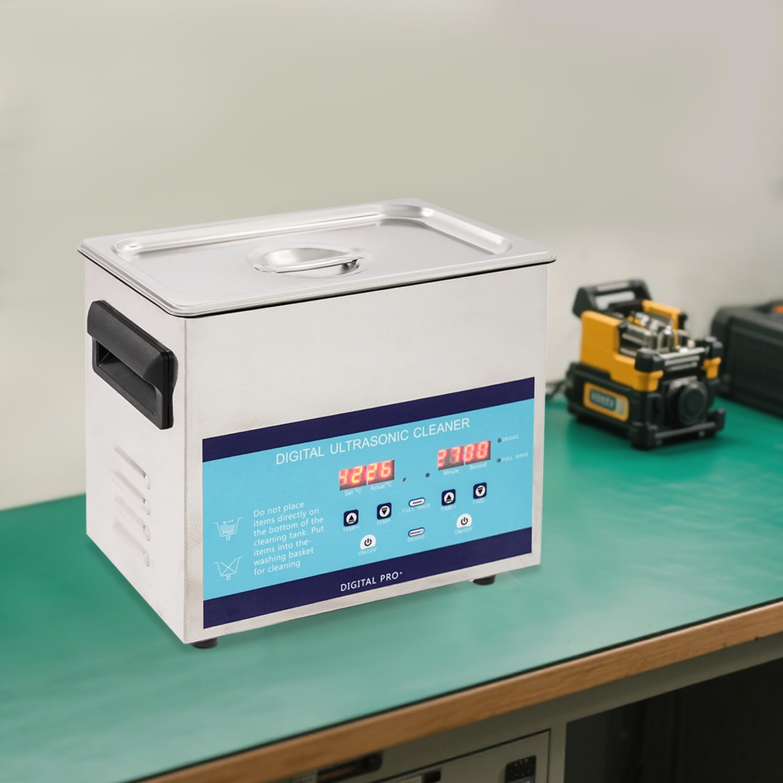 Ultradźwiękowe urządzenie czyszczące, 3 l, urządzenie ultradźwiękowe z timerem grzewczym, ogrzewanie 100 W, ultradźwięki 120 W, 40 kHz do czyszczenia biżuterii, części okularów, 26,5 x 16,5 x 21,5 cm