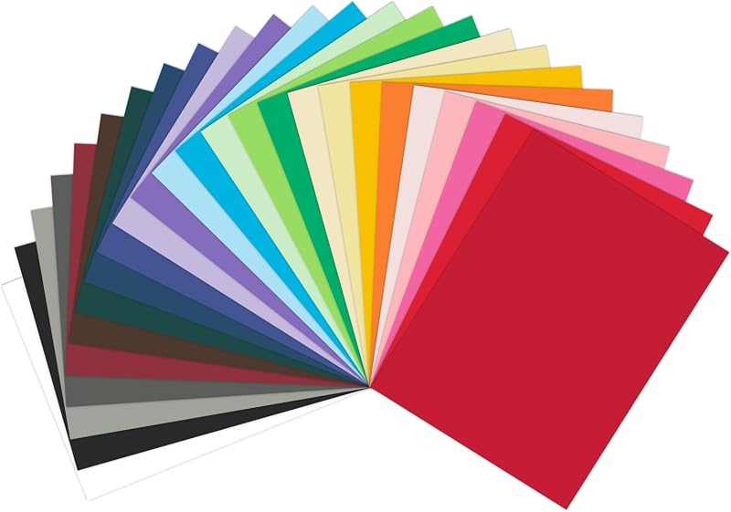 Paquete de 50 papeles de colores 8,5 x 11 surtidos | Goefun Cartulina de colores, 25 colores, 65 lb, papel de construcción multicolor para manualidades y álbumes de recortes
