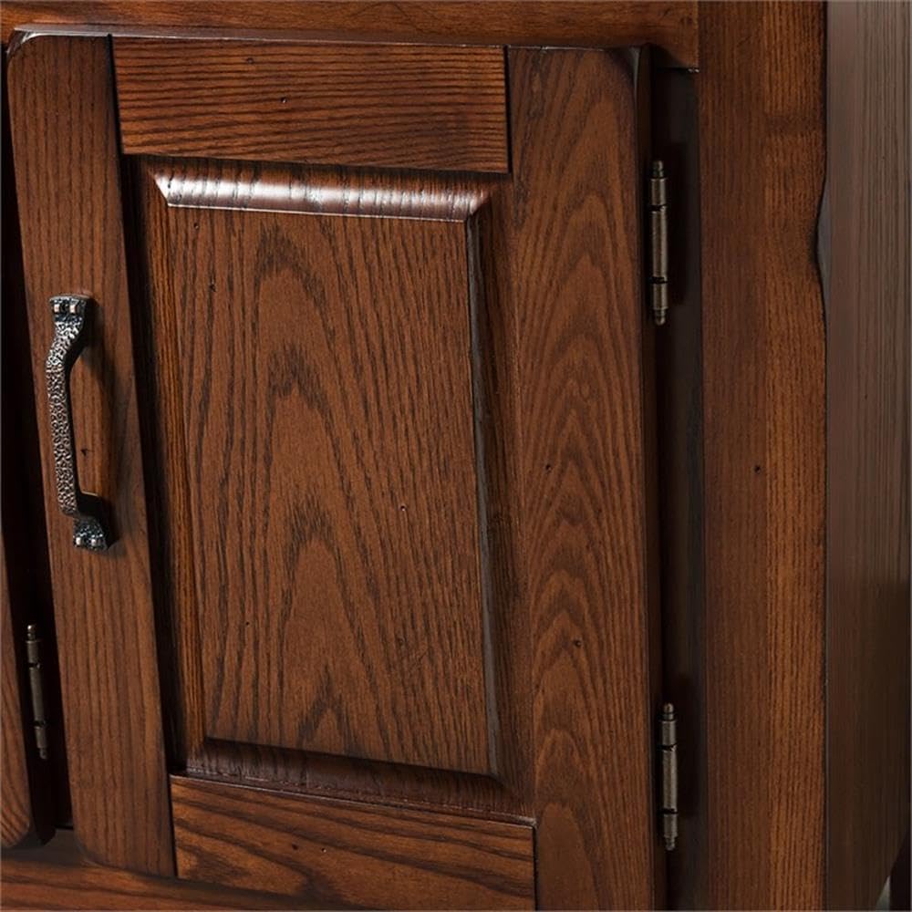 BOWERY HILL 60" Ash Wood TV Stand, Rustic Autumn Finish, Fits TVs Up to 65", Oak Veneers, Raised Panel Doors, Adjustable Shelves, Hammered Pewter Hardware, Spacious Living Room Entertainment Center
