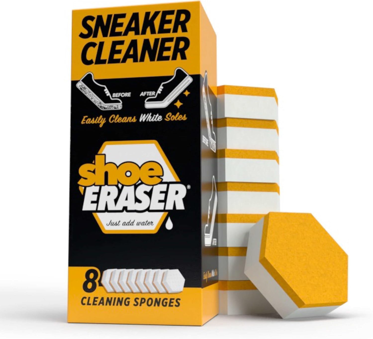 Limpiador instantáneo de Suela y Zapatillas, Premium, desechable, Esponja de Doble Cara para Limpiar y blanquear Suelas de Zapatos (Paquete de 8), Blanco, 8 Pack