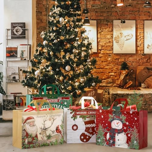 STYPOP 12 Pack 17" Extra Large Christmas Gift Bags, Reusable Non-Woven Christmas Tote Bags with Handles, Perfect for Gift Wrap/Party Favor Supplies, 16.9 * 12.6 * 6.8" - image 8