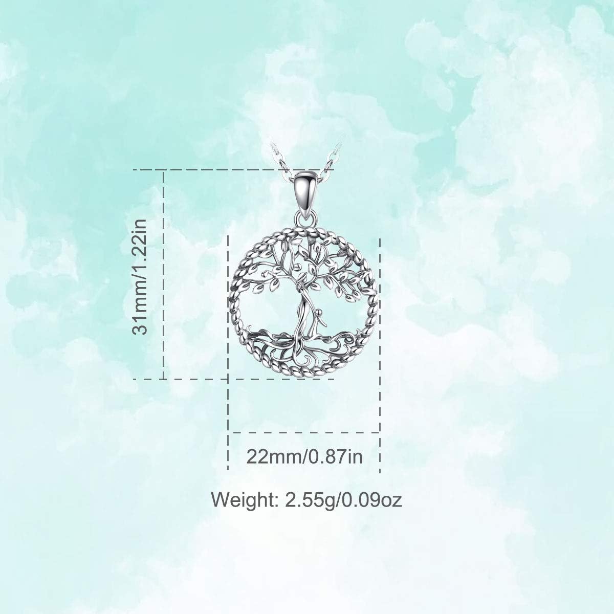 Vito 925 Sterling Silver Tree of Life Necklace for Women, Mother Tree Pendant for Mom Mother Necklace Mother's Day Jewelry Gift for Wife Grandma, 18/22 Inch Chain