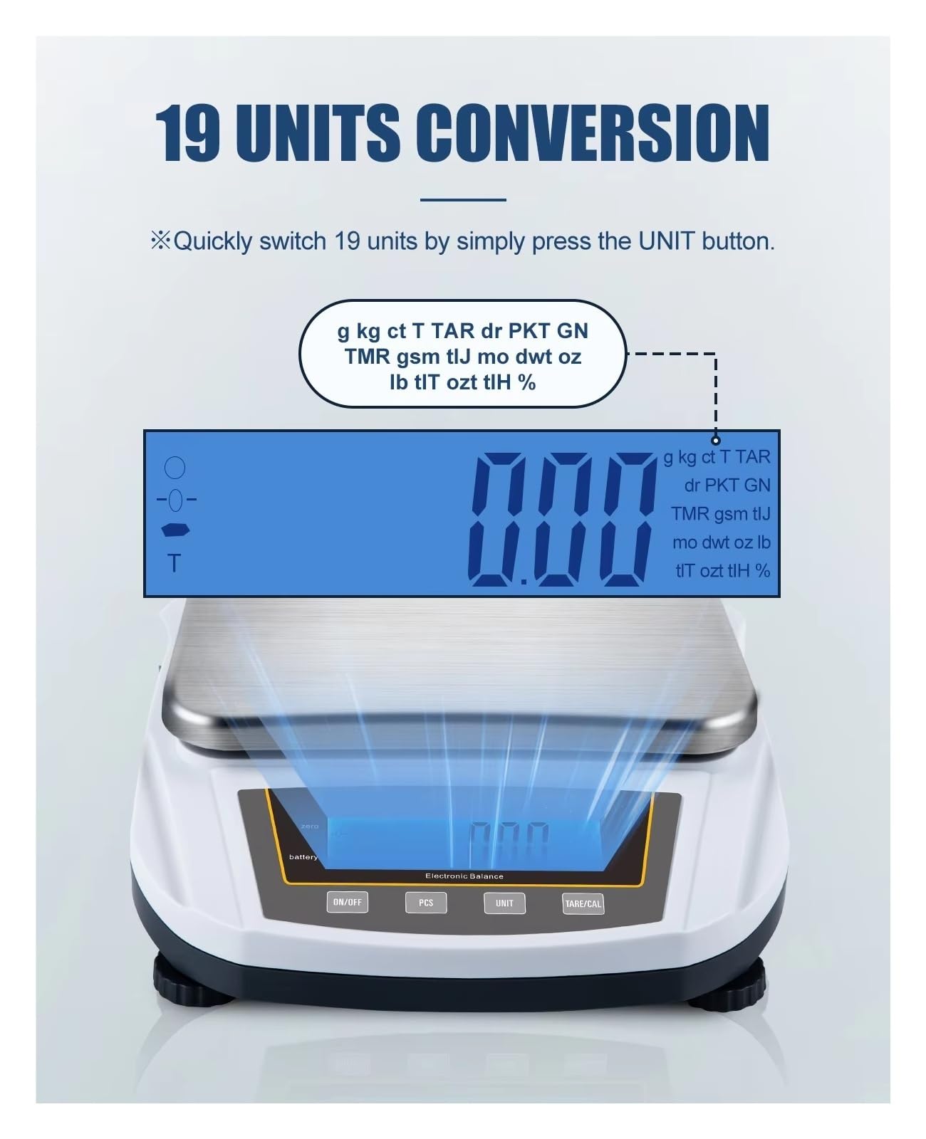 Balanza de precisión de 0,01g, 5000g/2000g, balanza analítica electrónica, pantalla retroiluminada Función múltiple(2000g 0.01g)