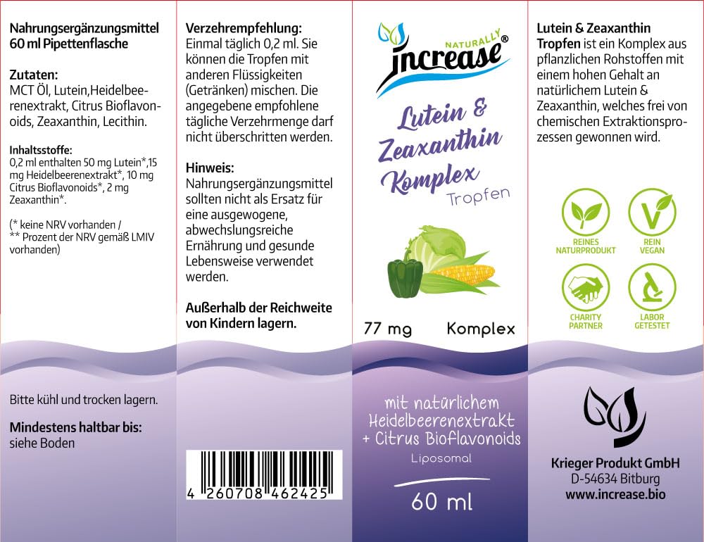 Nimm 3, zahl 2 Aktion Liposomale Lutein & Zeaxanthin Komplex Tropfen hochdosiert - (69.300mg in 3 Flaschen) 77mg Lutein & Zeaxanthin Komplex pro Tagesdosis -MCT Öl -Hohe Bioverfügbarkeit