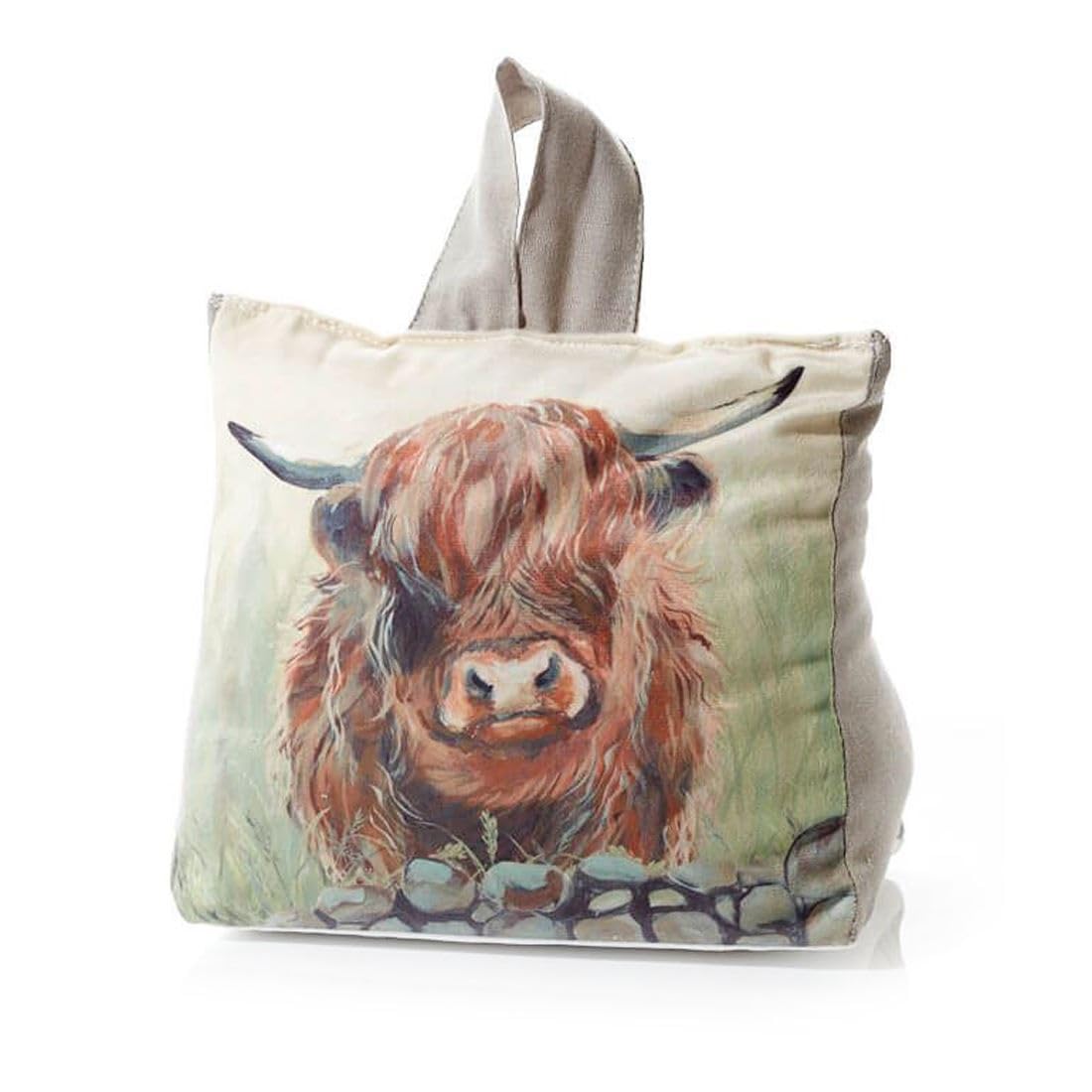 Carousel Home Multicoloured Highland Cow Doorstop | Fabric Animal Door Stop With Handle | Rustic Scottish Highland Cow Decor For Country Homes - 18Cm