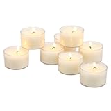 Stonebriar 48 Count White Unscented Smokeless Long Burning Clear Cup Tea Light Candles with 6 to 7 Hour Burn Time