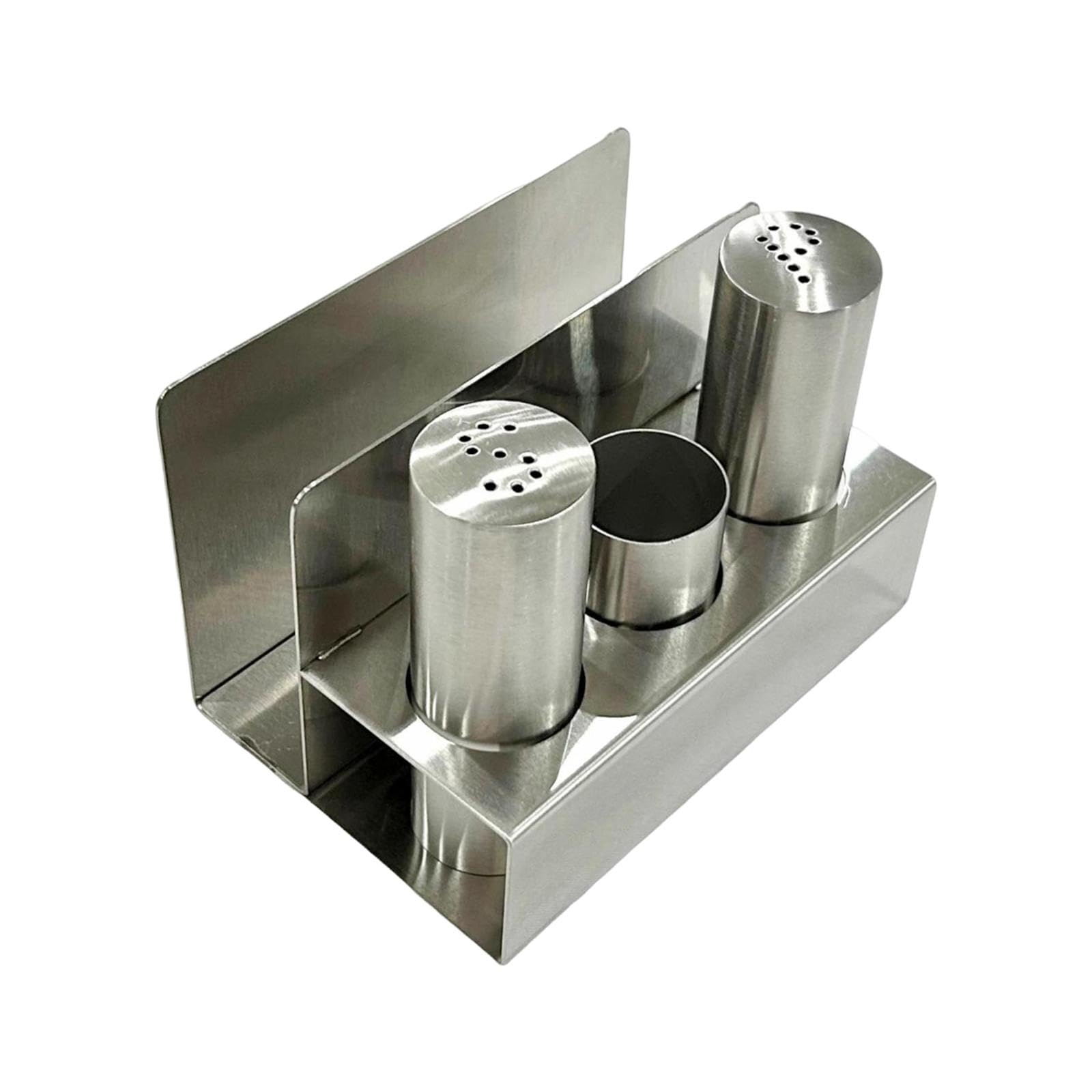 Y Juego de Salero con Servilletero con Base, Utensilios de Cocina, Frascos para Condimentos, Botella de Pimienta para Mesa de Comedor de Cocina, Acero Inoxidable, tal como se describe