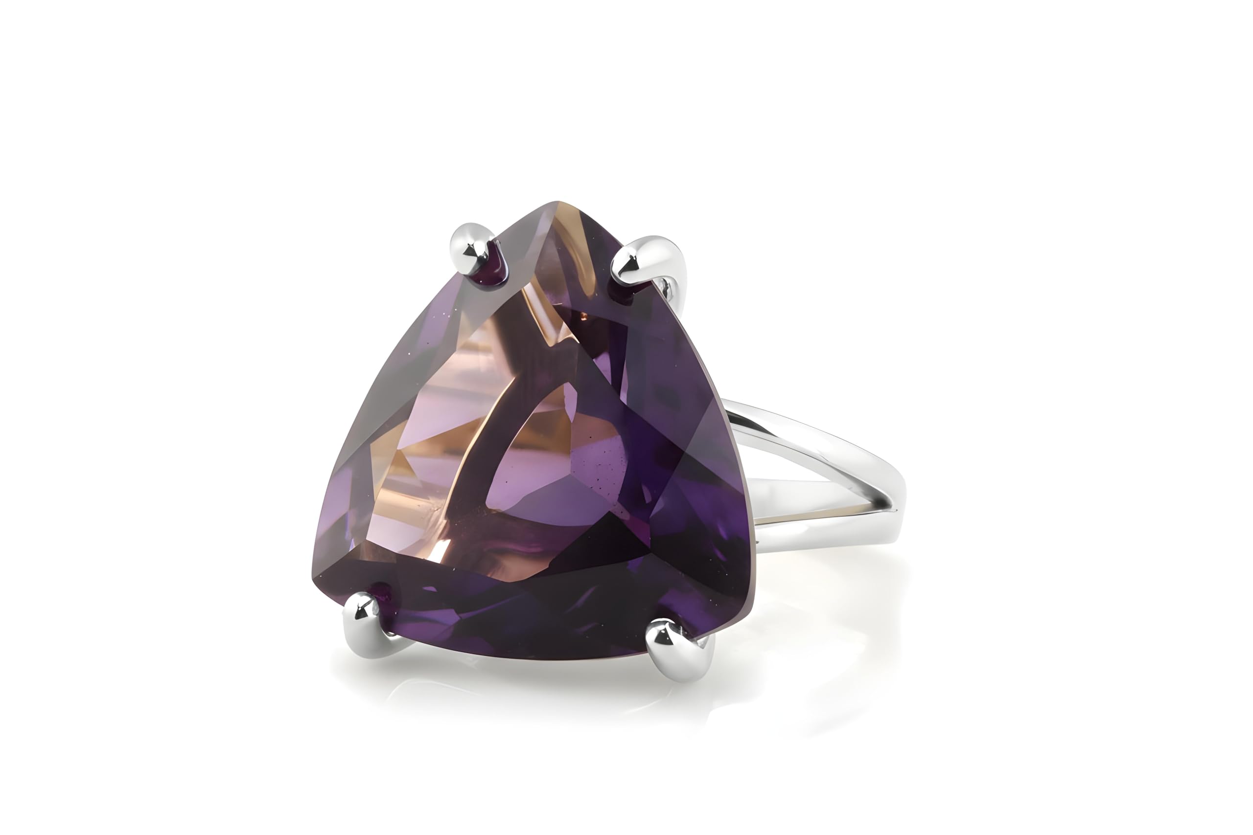 Anillo de Amatista en Plata de Ley 925 - Preciosa Piedra de Nacimiento de Febrero para Regalo de Cumpleaños, Regalos de Aniversario, Joyas de Declaración de Moda - con Caja de Regalo
