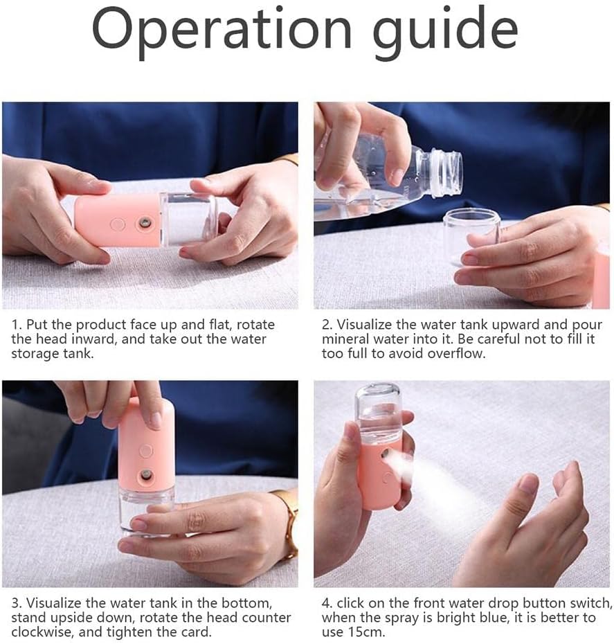 Mllkcao 1 PC 30ml Mini Portable Face Sprayer, Nano Spray Mist Facial Steamer Humidifier Hydrating Water Machine white one size hot sales today 0 : Beauty & Personal Care