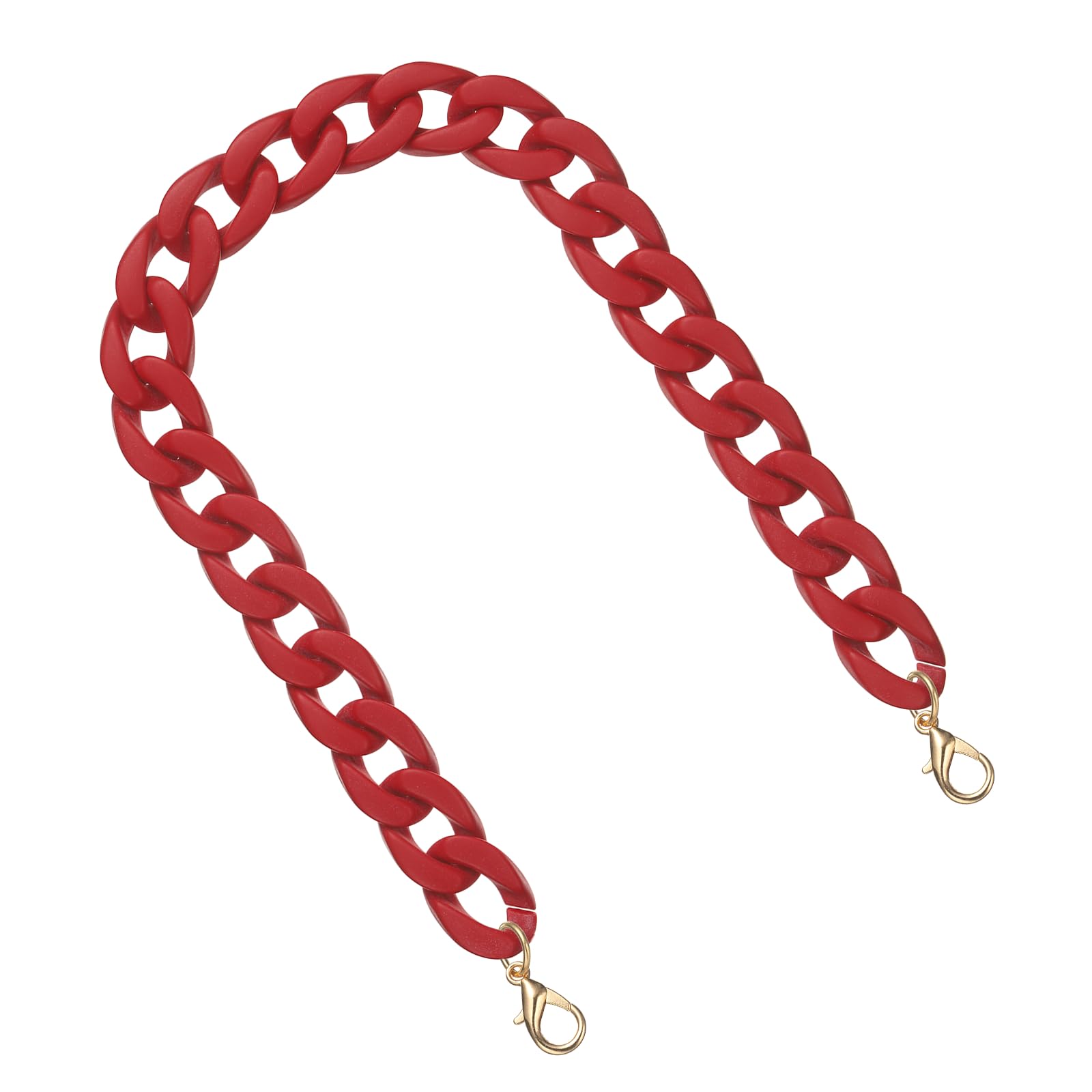 sourcing map Acrylic Purse Strap, 17.7" Matte Handbag Strap Chain Replacement Bag Handle Extender Straps Purse Shoulder Chains Accessories for Purse Bag DIY Crafts, Dark Red