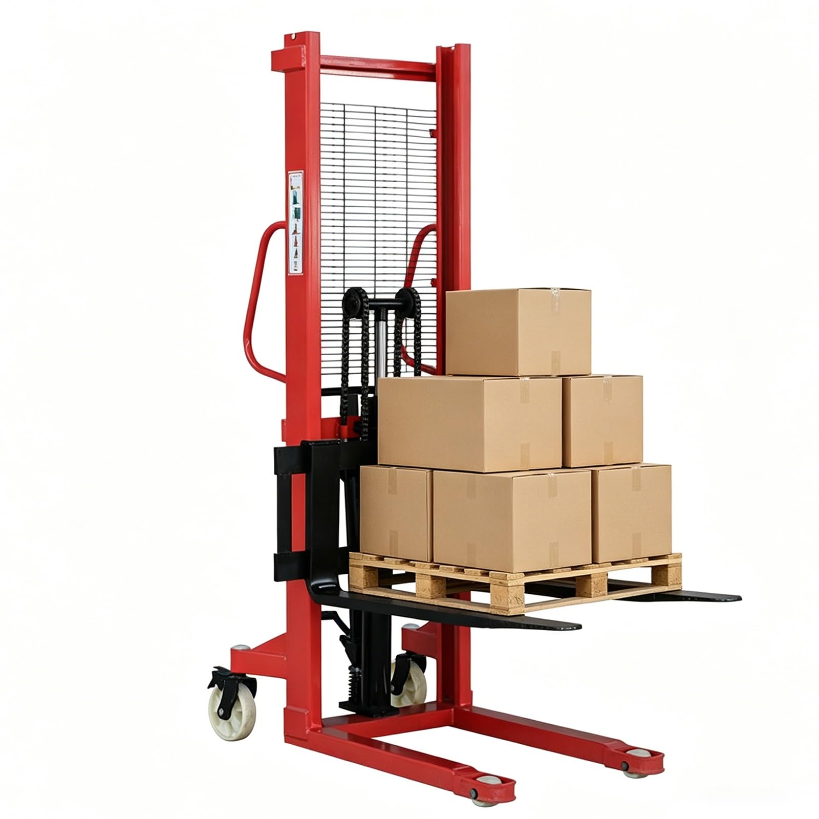 Carretilla elevadora hidráulica de 160 cm de altura de elevación, | Carretilla elevadora de conductor a pie con bomba hidráulica de alta calidad y construcción robusta de acero(Load capacity: 500 kg)