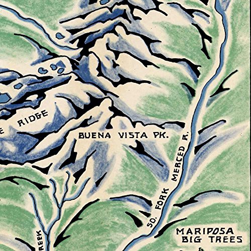 Antiguos Maps - Wall Map Of Yosemite National Park California Circa 1955 - Measures 24 In X 36 In (610 Mm X 915 Mm) #TOP6