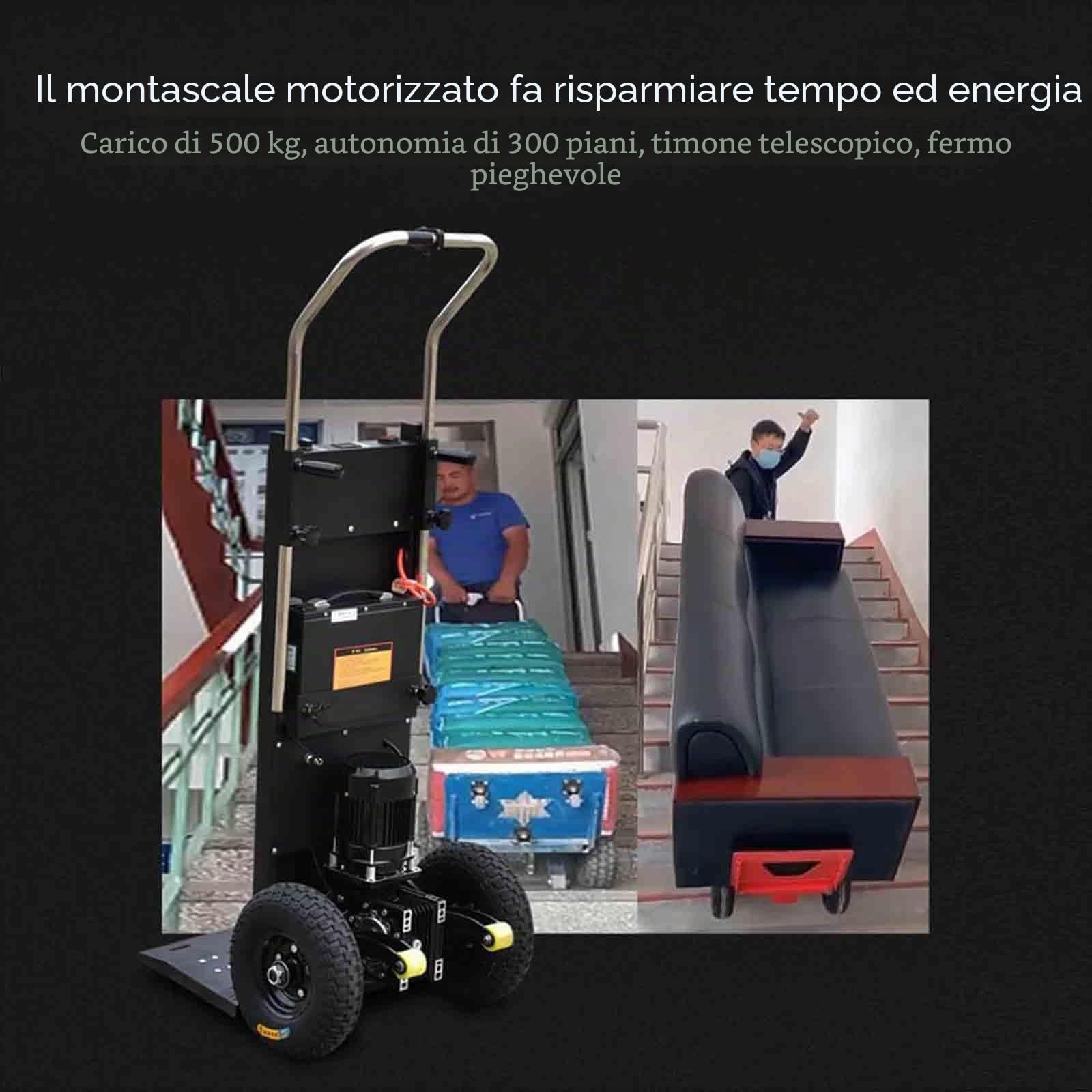 Carrello montascale Elettrico da 1200 W, capacità di carico (400 kg), Motore brushless, Batteria Rimovibile, Sali e scendi Le Scale Senza Sforzo, Facile da Usare e Portatile,1200w