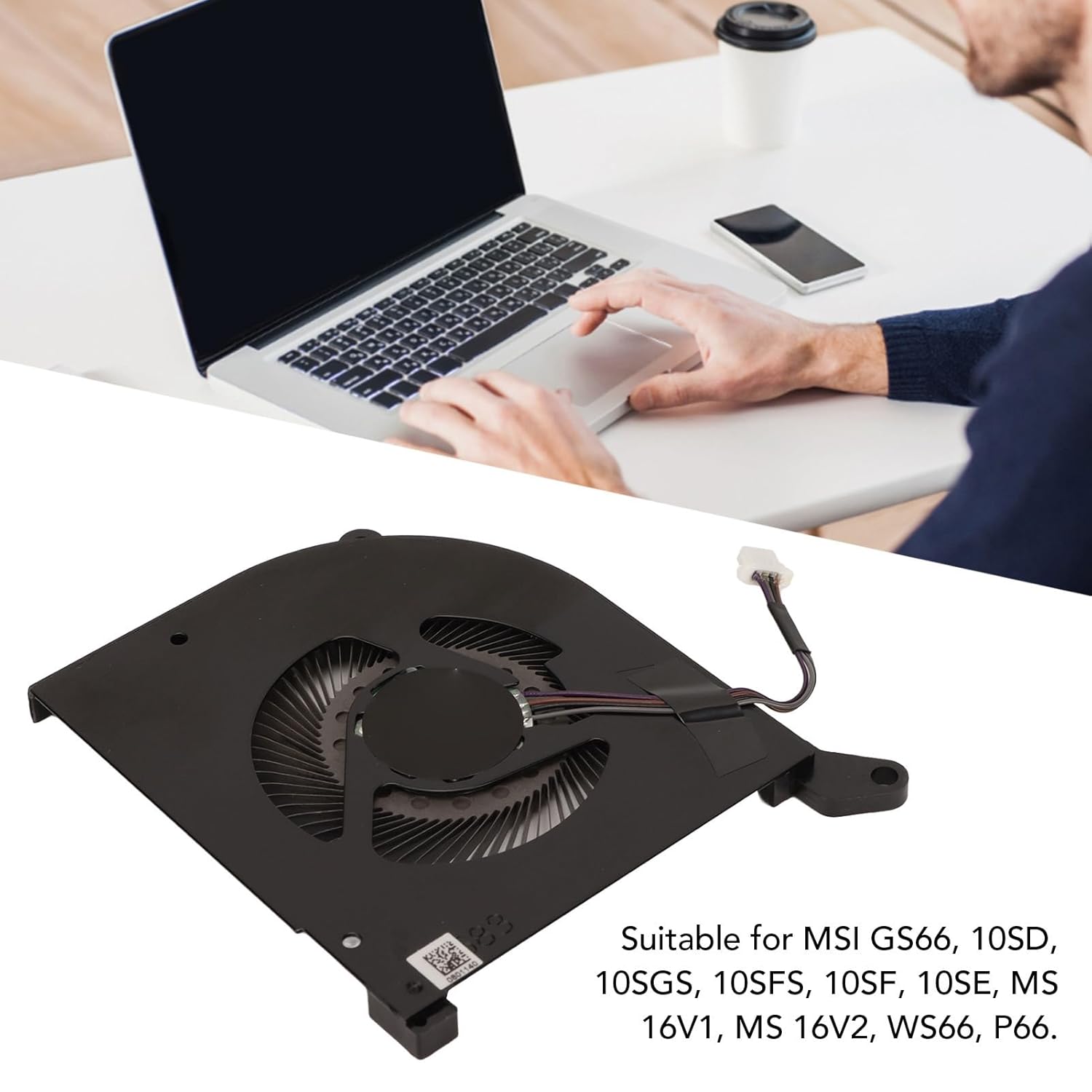 for GS66 Cooling Fan, 4pin Replacement New GPU Cooling Fan for GS66, 10SD, 10SGS, 10SFS, 10SF, 10SE, MS 16V1, MS 16V2, WS66, P66 (CPU Fan)
