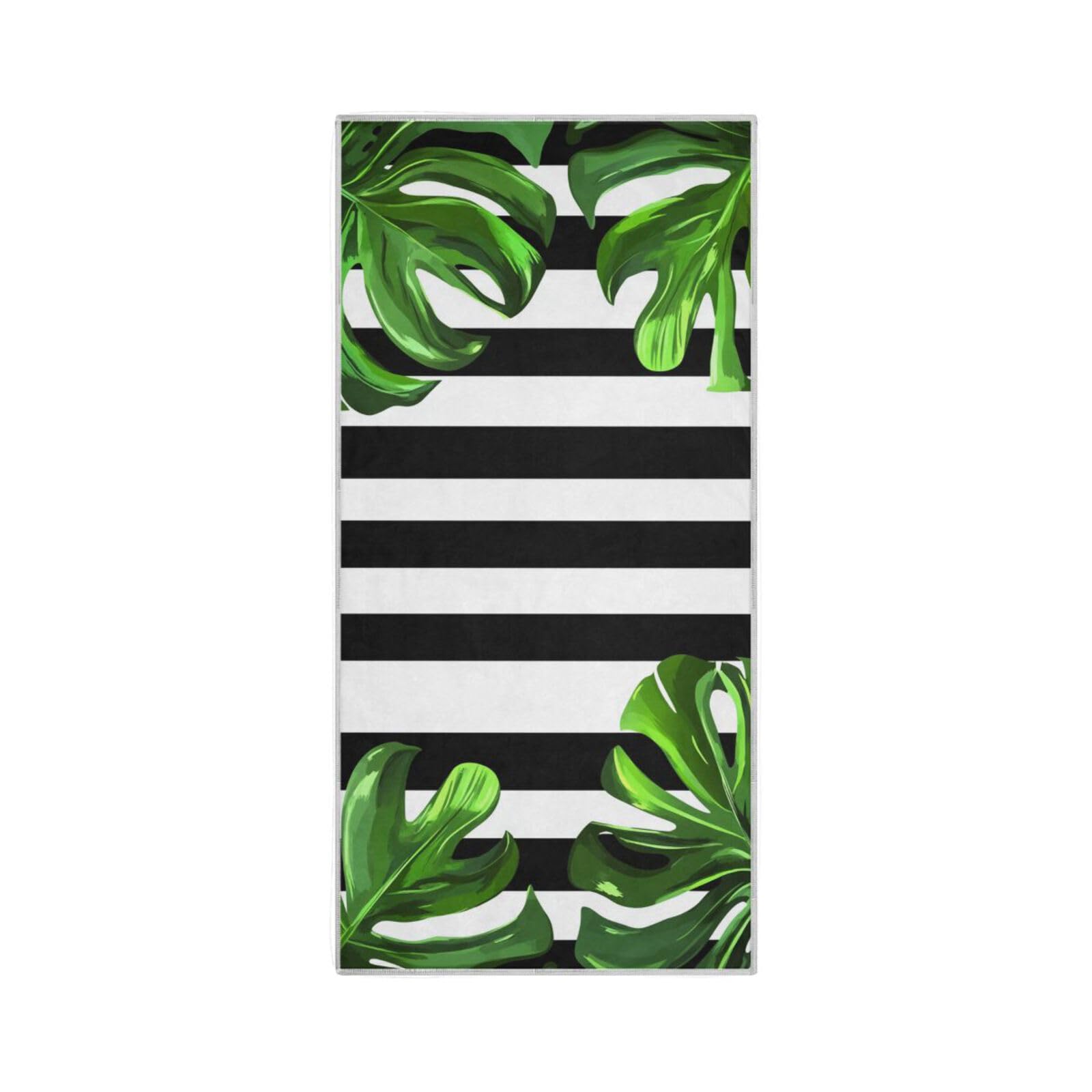 Black White Striped Palm Leaves Microfiber Bath Sheets Quick Dry Towel for Bathroom Soft washcloths for face White Gym Towels Sport Hand Towel 30